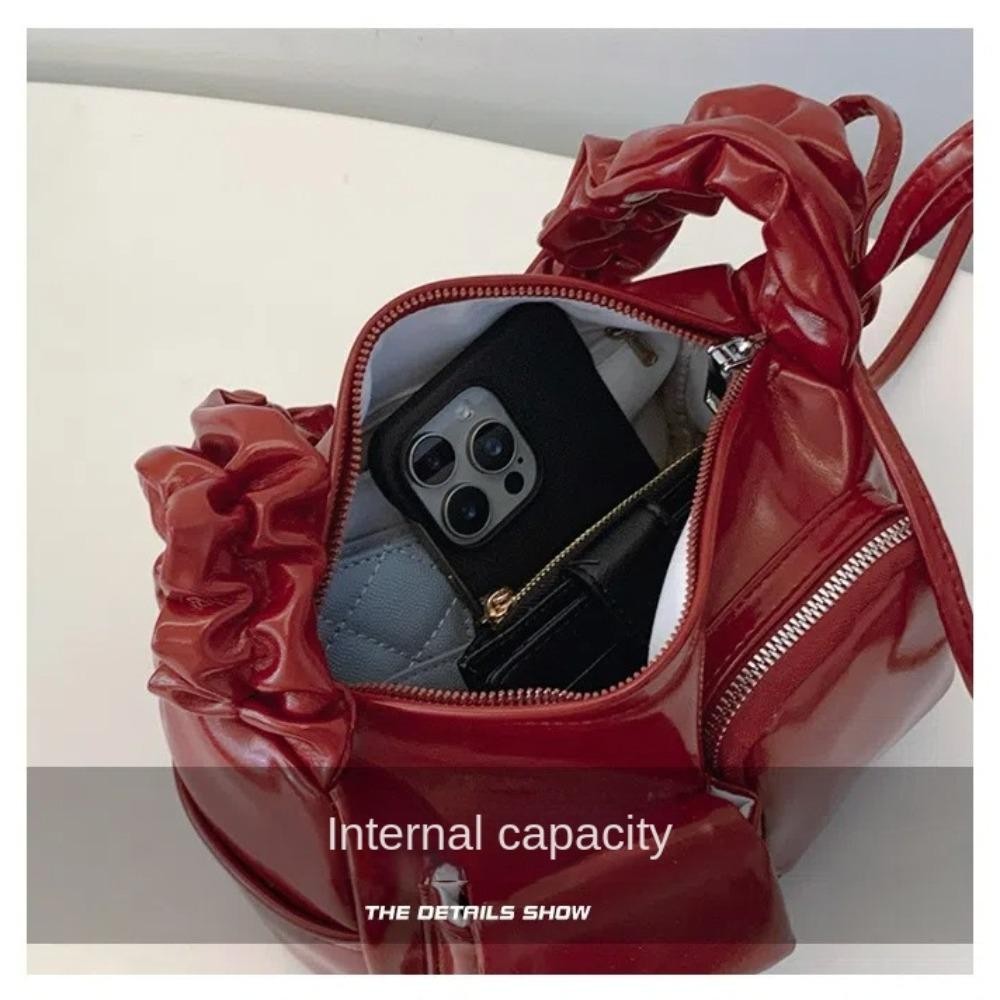 UUMIR กระเป๋าสะพาย,สีทึบซิปใต้วงแขนกระเป๋า,หนัง PU Multi Pocket Tote Purse ผู้หญิง