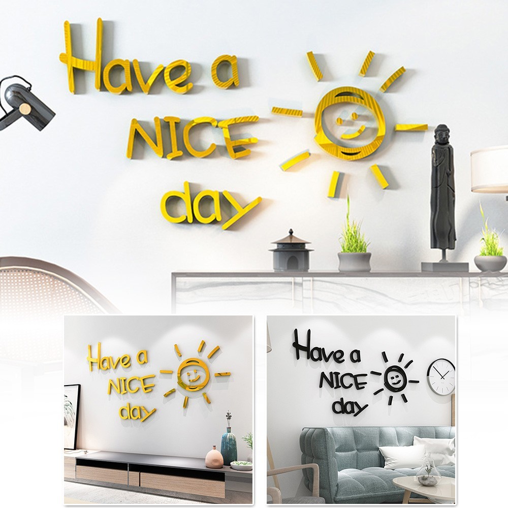[ROLADYTH] Have A Nice Day สติ๊กเกอร์ติดผนังกระจกอะคริลิคห้องนั่งเล่นตกแต่งบ้าน DIY