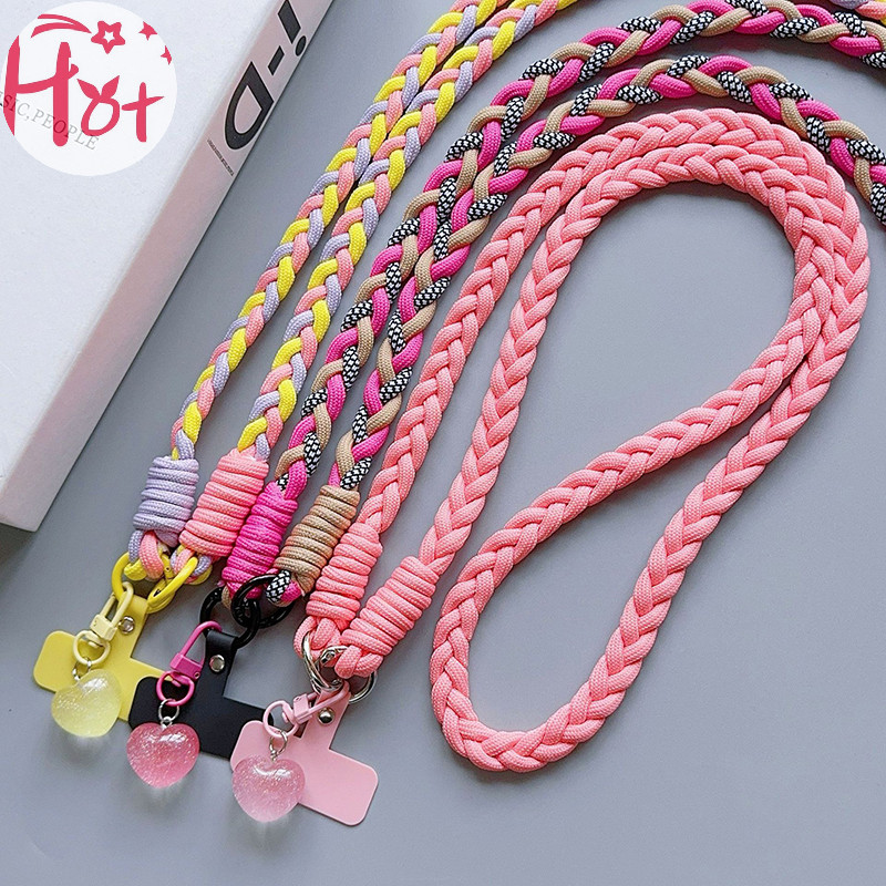 Ge สีสันป้องกันการสูญหายถักโทรศัพท์เชือกเส้นเล็กแฟชั่น ค โรสบอดี ถักทอสายโทรศัพท์ที่ถอดออกได้ ค โรสบอดี โทรศัพท์เชือกแขวนสี่เหลี่