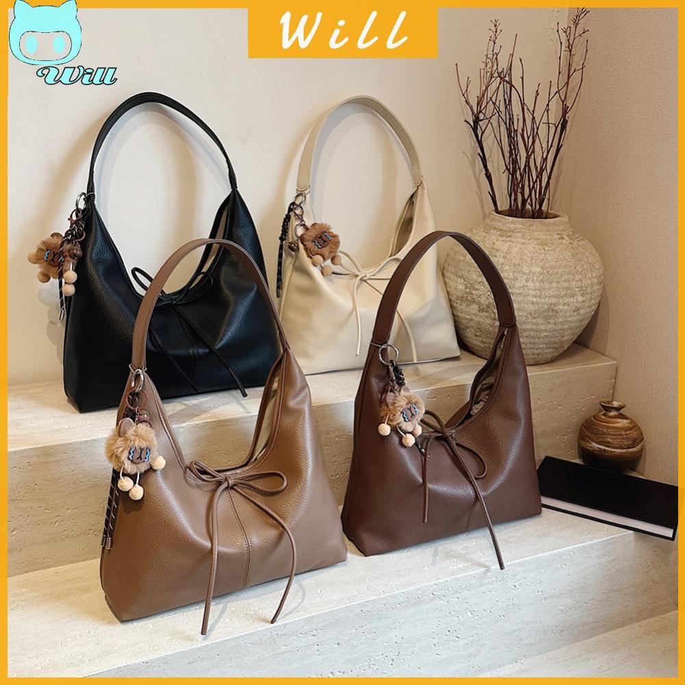 สําหรับผู้หญิง Bow Hobo หนัง PU Crescent สําหรับ Commuting กระเป๋าสะพายเดินทาง