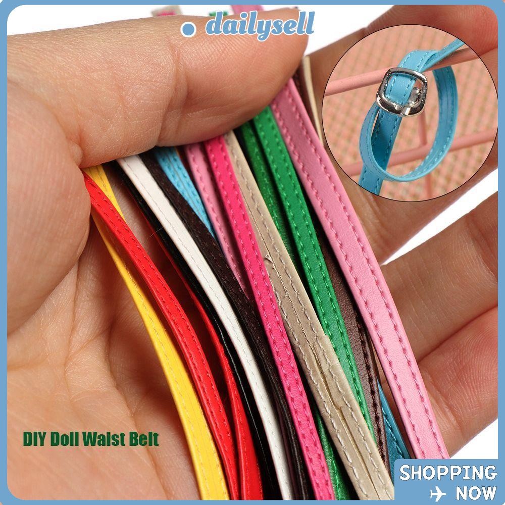 เข็มขัดกระเป๋าตุ๊กตา DAILY, DIY PU Super Mini เข็มขัด, 100 ซม.ทําด้วยมือ 10 สีตุ๊กตาเข็มขัดเอว DIY ตุ๊กตาอุปกรณ์เสริม