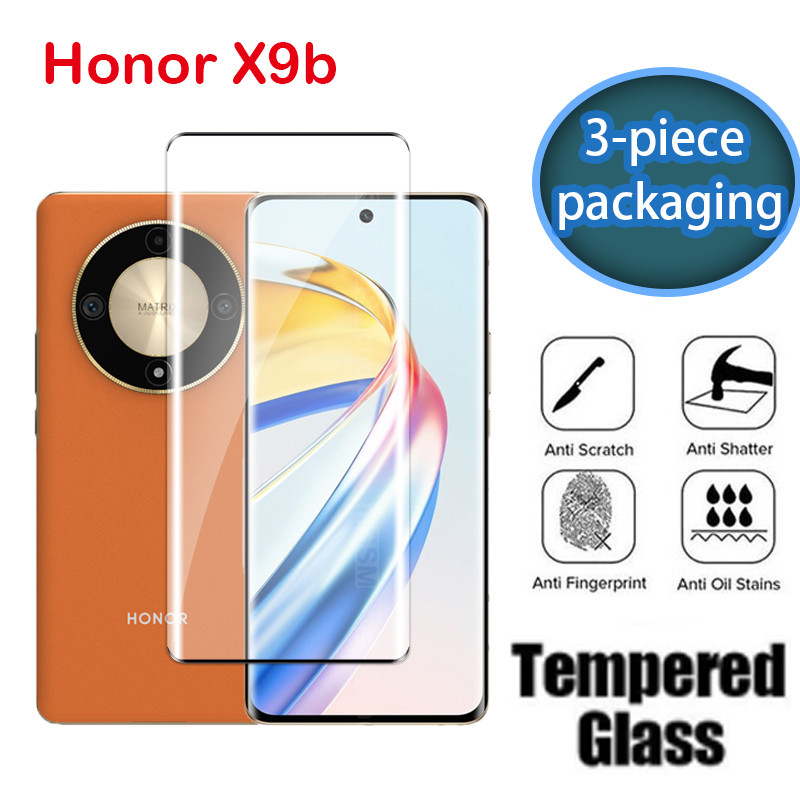 สําหรับ Honor X9b X9c X9a X9 4G 5G 2025,3 ชิ้นแพคเกจป้องกันหน้าจอ,Full Coverage กระจกนิรภัยด้านหน้าฟิล์มกลับเลนส์ 9H ความแข็งโปร่งใส