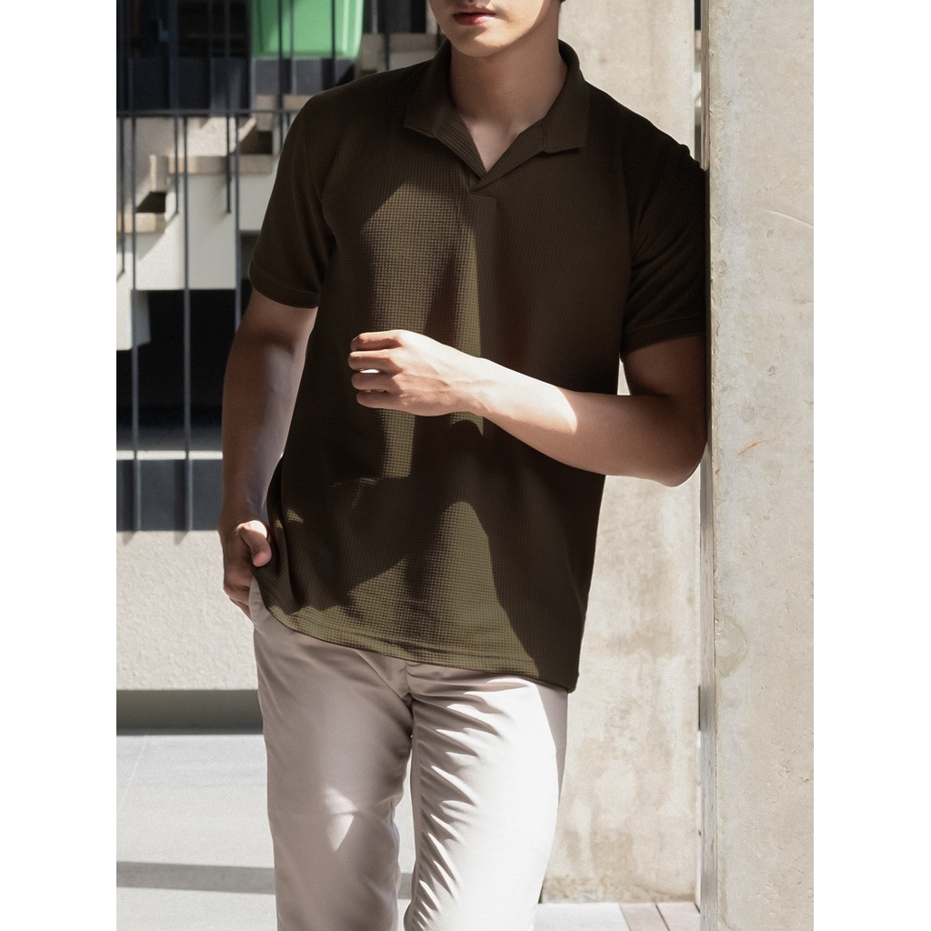 Polo Knit Waffle Shirt - Abby Waffle Polo By Schouten