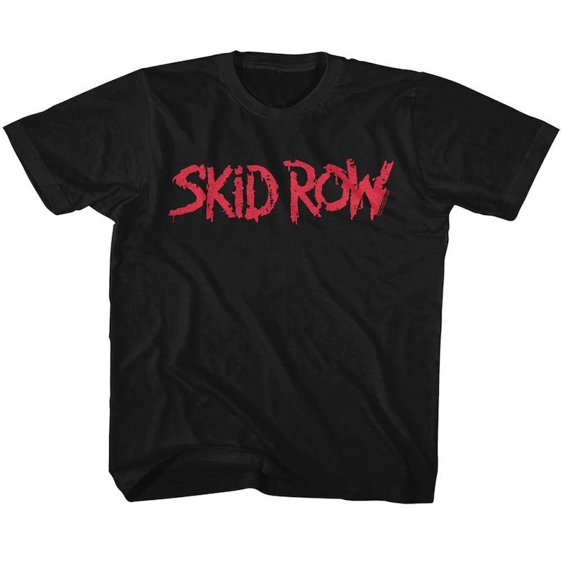 Skid Row Red Logo Black Children's T-Shirt วินเทจ สีขาว แฟชั่น