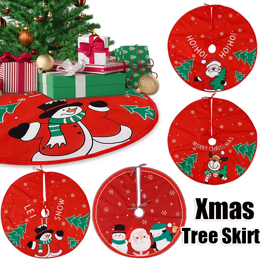 กระโปรงลายคริสต์มาสสีแดง 62 ซม., การ์ตูนซานตาคลอสและหุ่นหิมะ elk, พรมลายคริสต์มาส