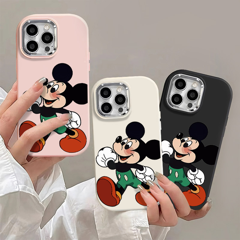 สนุกและน่ารักเดิน Mickey เคสโทรศัพท์สําหรับ IPhone 11 12 13 14 15 Pro MAX Plus 7 8 16 Plus X XR XS MAX SE 2020 Smooth Premium สีซิลิโคนเคสโทรศัพท์