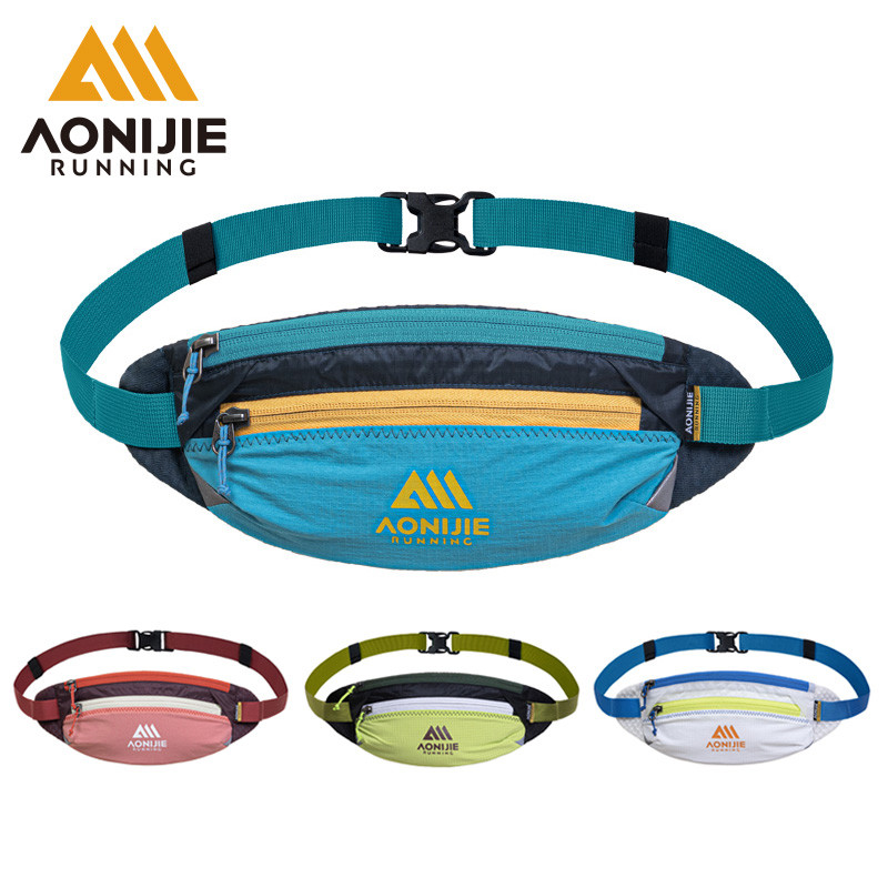 Aonijie W8133 เข็มขัดวิ่งสีสันสดใสผู้หญิงผู้ชายกระเป๋าเดินทางเอวแพ็คสําหรับมาราธอนออกกําลังกาย Moisture Wicking