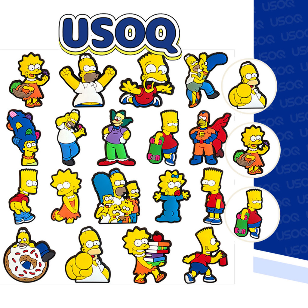 Usoq Jibbitz Crocs การ์ตูน Simpson Cave รองเท้าหัวเข็มขัด DIY อุปกรณ์เสริม Crocs Charm Jibbitz ปุ่ม