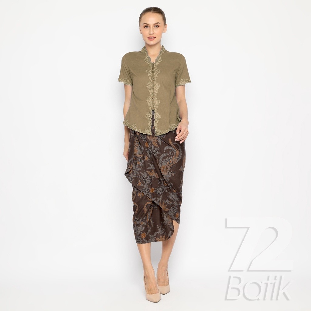 BATIK WRAPPED กระโปรง Modern Instant Kebaya กระโปรงสําหรับผู้หญิง Cakra Jaya Motif สีน้ําตาลเข้มและส