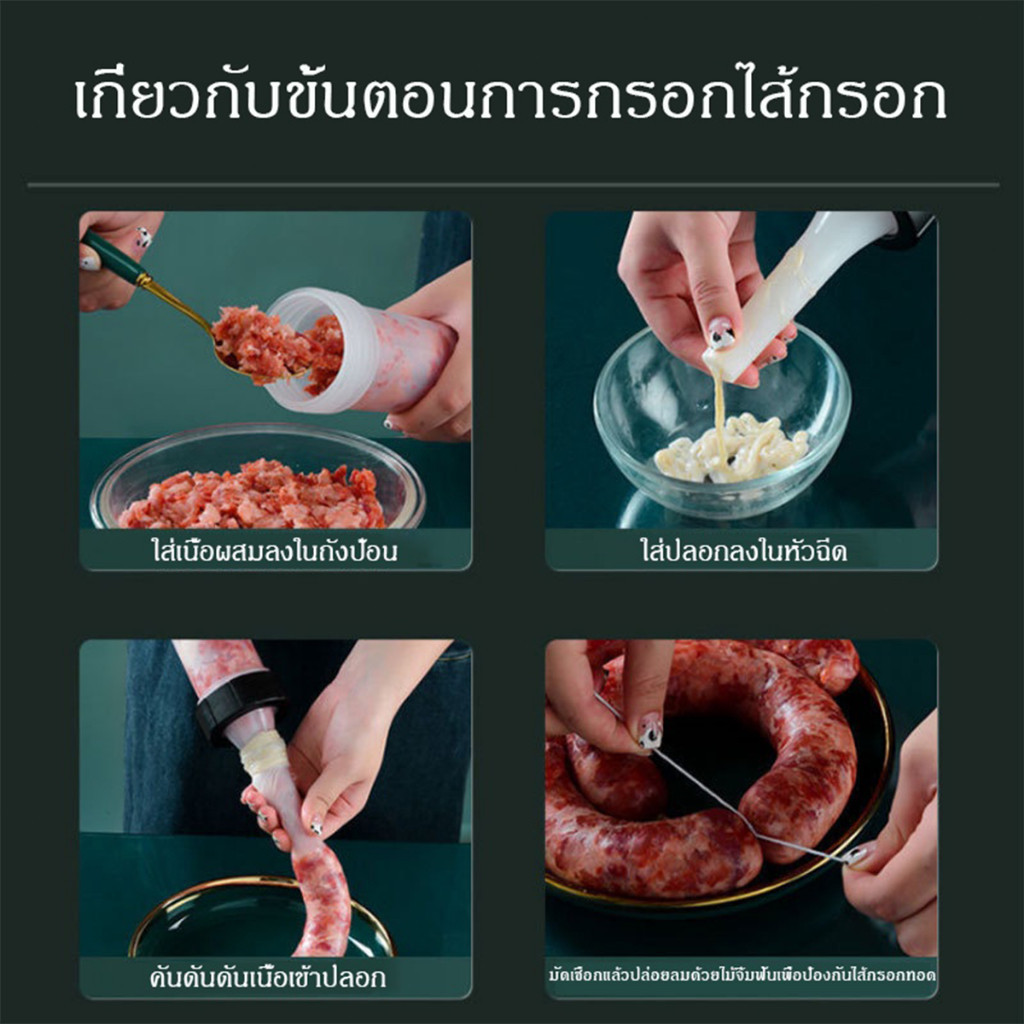 ร้านอยู่ที่ไทย เครื่องยัดไส้กรอก 3 กรวยเปลี่ยนได้ กระบอกอัดไส้กรอก แบบกด
 - รูปที่ 7