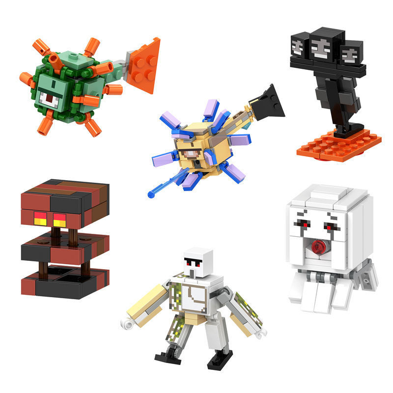 Minecraft Minifigure Ancient Guardian Iron Puppet Withered Evil Spirit Big Lava Assembly เข้ากันได้กับ Lego