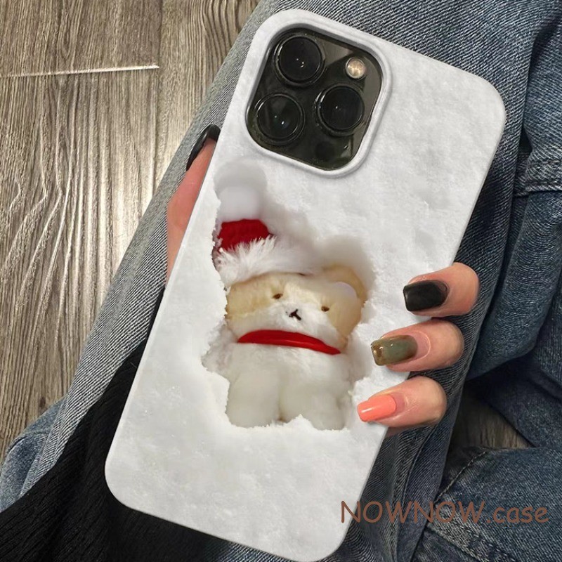 Iphone 16 15 14 13 12 11 Pro Max X XR Max 7 8 Plus INS น่ารักการ์ตูนคริสต์มาสฤดูหนาวตุ๊กตาหิมะเคสโทรศัพท์ Soft