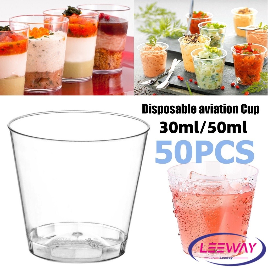 LW 50ml/30ml แก้วน้ําพลาสติกใส ขนาดเล็ก แบบใช้แล้วทิ้ง 50 ชิ้น แก้วเปค Plastic cup