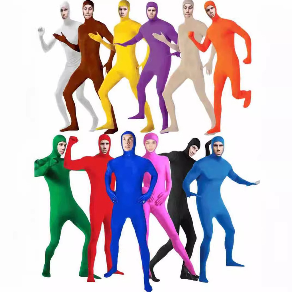 ฮาโลวีนที่มองไม่เห็นเสื้อคลุมผู้ชายในสีดําเครื่องแต่งกาย cos Ninja Inviightening Man ผู้ใหญ่ Tights Stage Performance Costume-0910