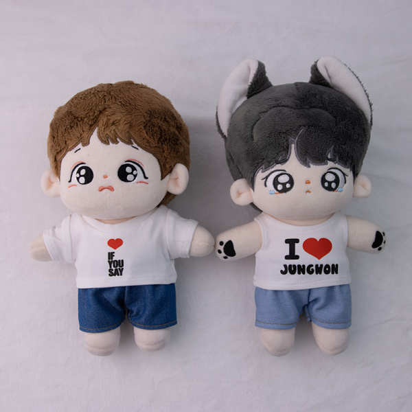 ชุดตุ๊กตา 10cm เสื้อผ้าตุ๊กตา 10 ซม. 15 ซม. 20 ซม. เสื้อผ้าตุ๊กตาผ้าฝ้าย Liang Zhenyuan Park Sung-hun ทีม ENHYPEN กับเสื้อยืดตัวเดียวกัน
