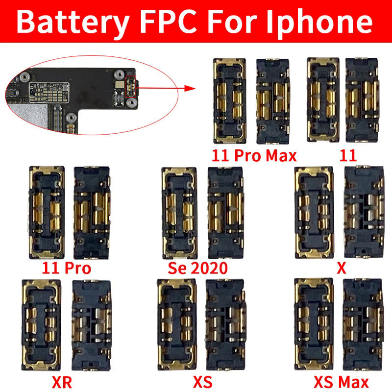 แบตเตอรี่ FPC Connector Plug Board บนเมนบอร์ดปลั๊ก Flex สําหรับ Phone 8 SE 2020 X XR XS Max 11 Pro Max 8 Plus