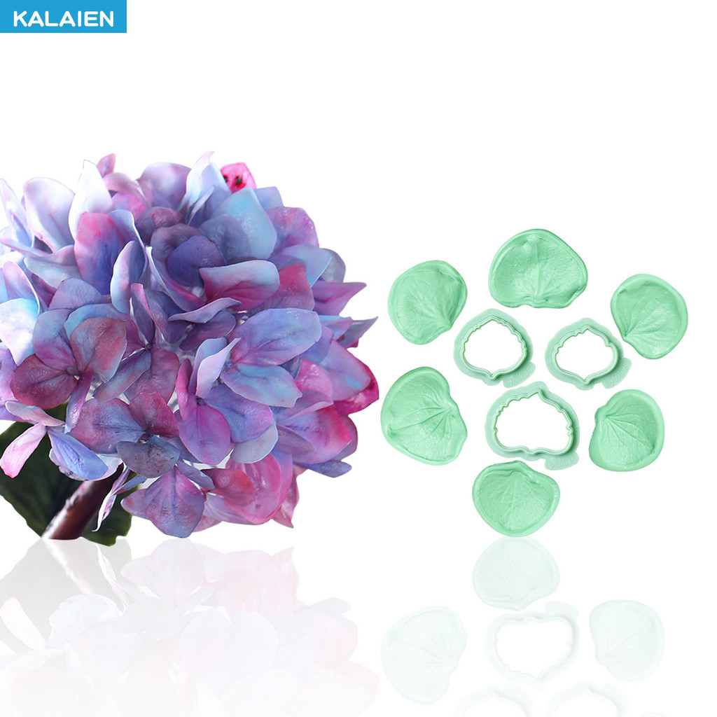 9pcs ไฮเดรนเยียดอกไม้ Fondant Mould ชุดกลีบหลอดเลือดดําซิลิโคน Mould เครื่องตัดพลาสติก DIY Sugarcraft,Clay ดอกไม้ Fondant ชุดสําหรับเค้กตกแต่งมือหัตถกรรม