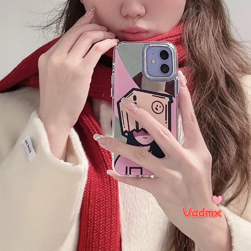 ตลกกล่องสาวเด็กปลอกอ่อนสําหรับoppo Reno 13F 13 Pro 12 11F 10 9 8 7 SE Pro Plus 8Z 7Z 8T 6Z 5Z 5F 5K 4F 5 4F 5 4 Liteกระจกเครื่องสําอางฝาครอบชุบกรอบเลนส์คู่ เคสโทรศัพท์ - รูปที่ 4