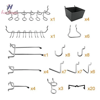 <haohiyou> 81 ชิ้น Pegboard Hooks Assortment พร้อม Pegboard Bins Peg ล็อคเครื่องมือ Organizer
