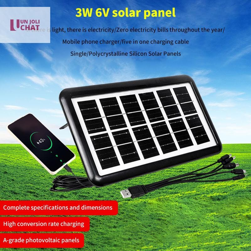 ดี 3w al แผงโซลาร์เซลล์ 6v แผงโซลาร์เซลล์กลางแจ้งชาร์จโทรศัพท์มือถือแหล่งจ่ายไฟฉุกเฉินสําหรับ Iphone16 Huawei ได้ดี