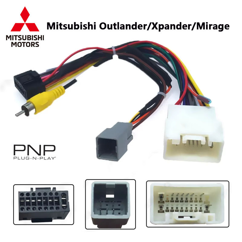 Android 16PIN รถวิทยุอะแดปเตอร์สายไฟสําหรับ Mitsubishi Outlander Mirage Xpander สายไฟสายไฟ