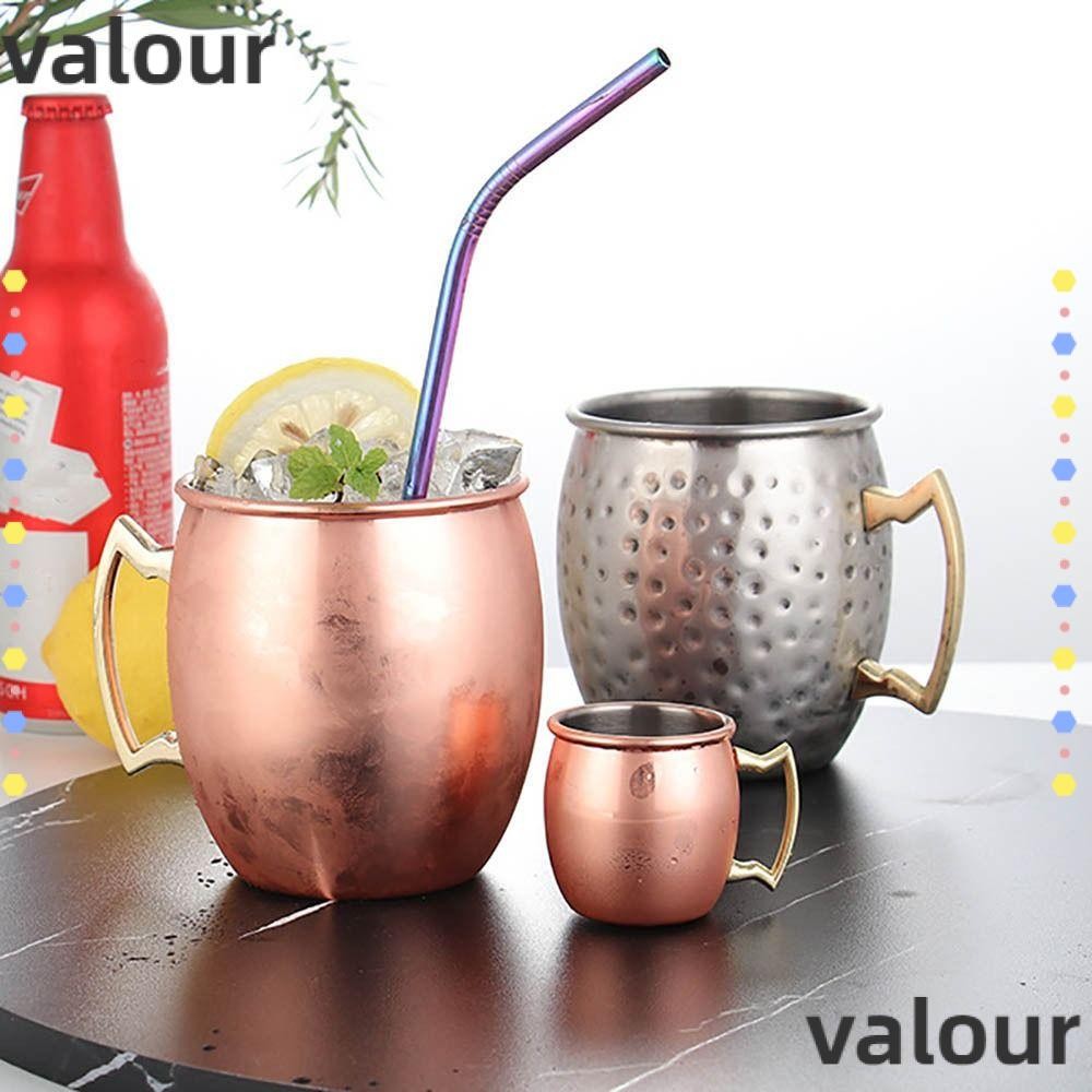 Valour ถ้วยทองแดงบริสุทธิ์, 500ml Moscow Mule ถ้วยแก้ว,พร้อมที่จับตอกตอก Handcrafted หนา Moscow Mule