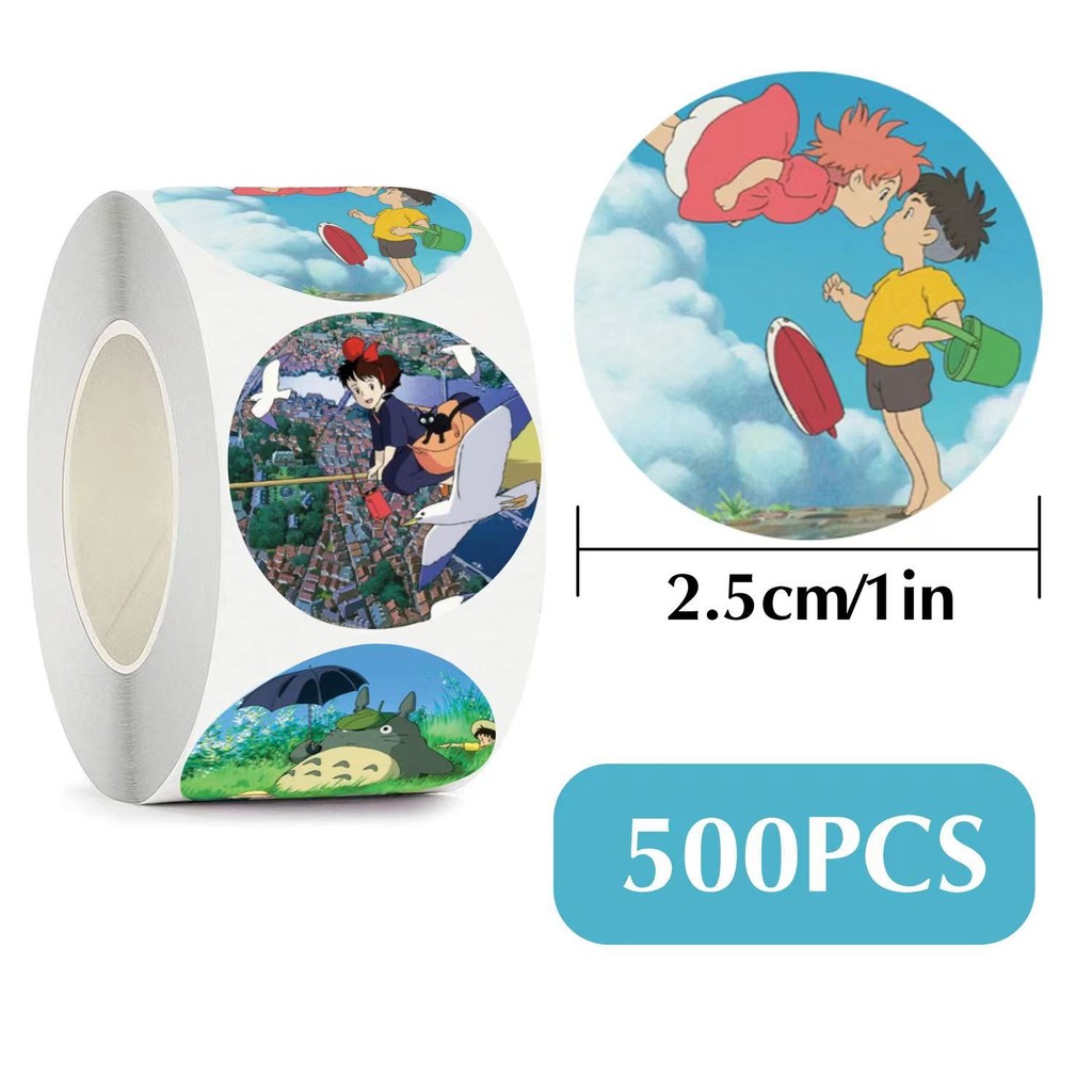 500 ชิ้น 8 ภาพ Hayao Miyazaki สติ๊กเกอร์อนิเมะม้วน/สติ๊กเกอร์เทป