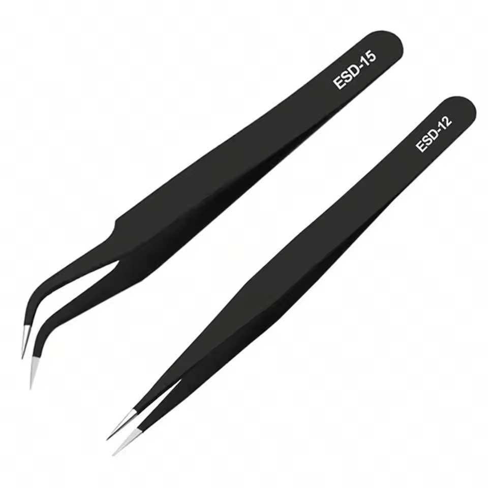 1Pcs ESD-12 ESD-15 Lash แหนบชุด False ตัวต่อขนตาคลิปคีมแหนบคิ้วสำหรับผมเล็บ Soldering Lash แหนบ Peralatan Rias