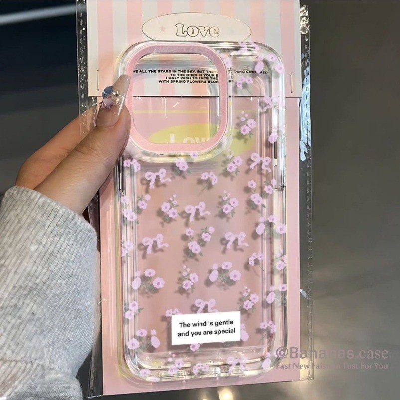 Iphone 16 15 14 13 12 11 Pro Max X XR XS Max 7 8 Plus SE2020 เคสโทรศัพท์ Ins Full Screen ดอกไม้สีม่วง Clear Soft Cover