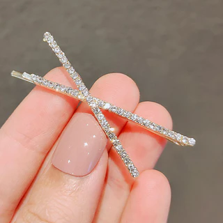 Silver Bling INS โลหะ X รูปร่าง Shine Hairpin Bangs คลิปเครื่องประดับผม