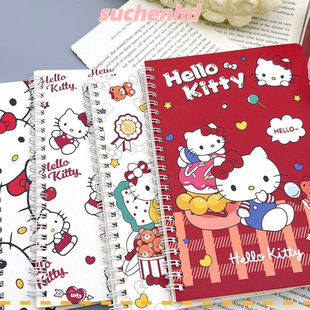 SANRIO ซูเชนhd สมุดไดอารี่ ซานริโอ,อุปกรณ์การเรียนสุ่ม สวัสดี คิตตี้ เกลียว หนังสือ, เครื่องประดับน่ารักการ์ตูนสมุดสเก็ตช์