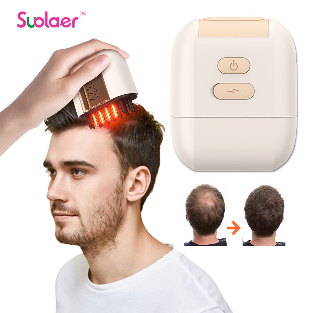 Suolaer กันน้ําหัว Scratcher ไฟฟ้าหัวนวดหนังศีรษะ Hair Growth Oil เซรั่มหวี Regrowth Hair Treatment พร้อม Red Light Therapy