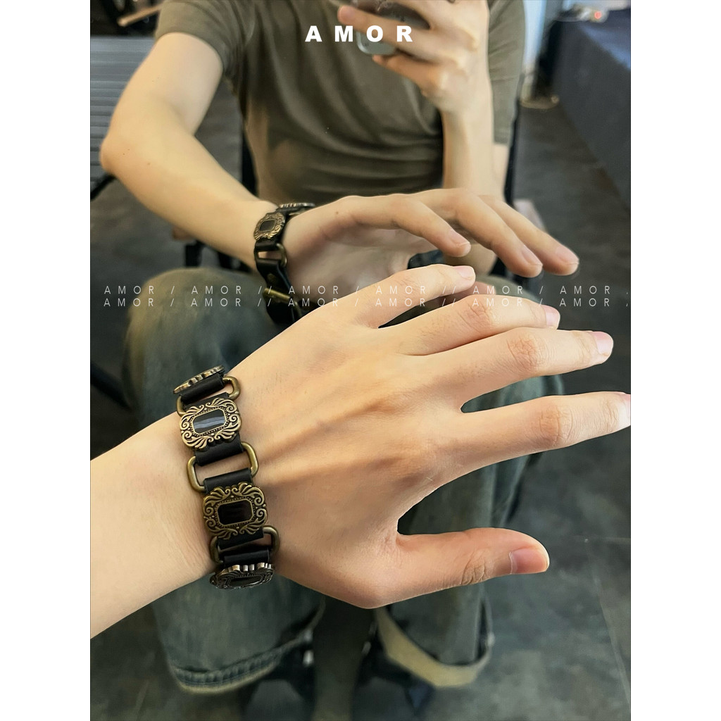 สร้อยข้อมือหนังวัวสไตล์เกาหลี