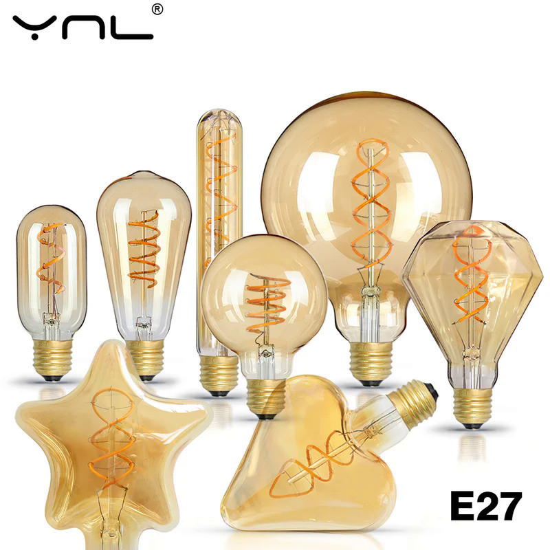 E27 LED Filament Light Bulb 220V 4W A60 ST64 T45 T185 G80 G95 G125 Retro Vintage ampoules LED Edison