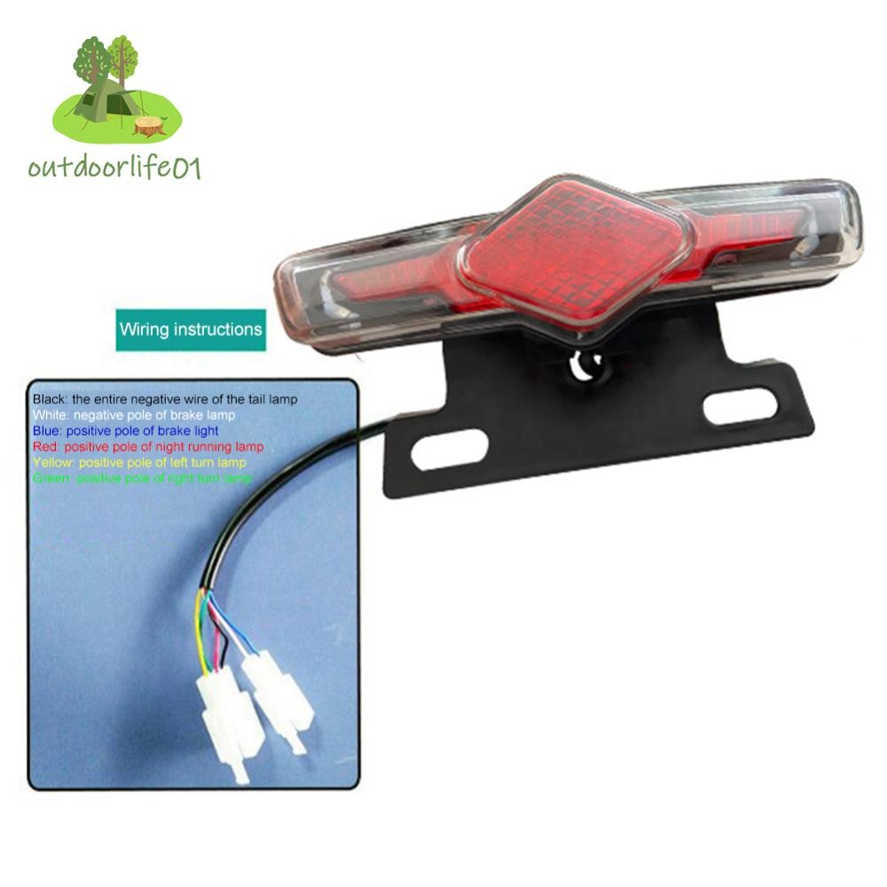 ✤โอเดล✤ 1-5pcs Ebike ไฟเบรคด้านหลัง 36 V/48 V/60 V 5 LED 3 โหมดไฟท้ายเปิดด้านหลัง Rack โคมไฟ LED ไฟฟ้าจักรยานไฟ