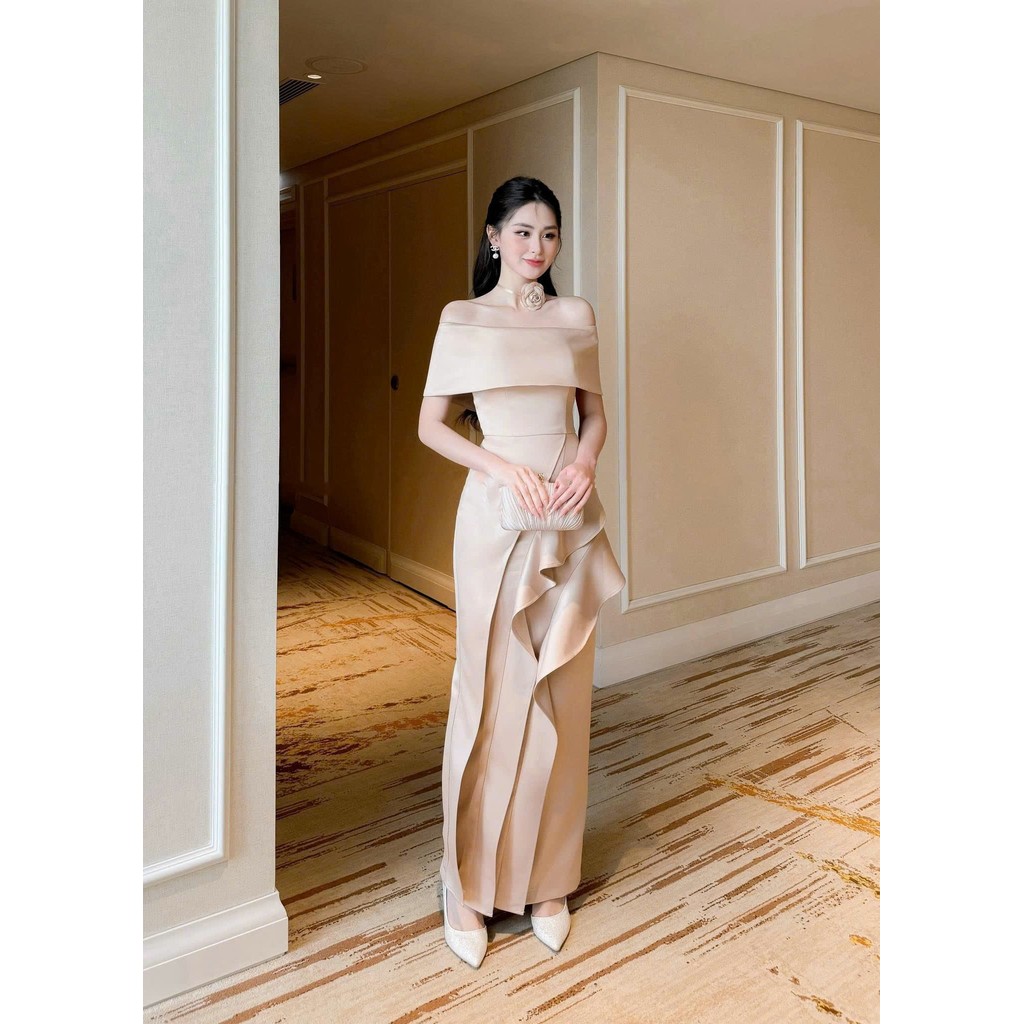 Lxinh Evening Party Dress Off Shoulder Ruffles (FLOWER TAGUDE INCLD) D0958