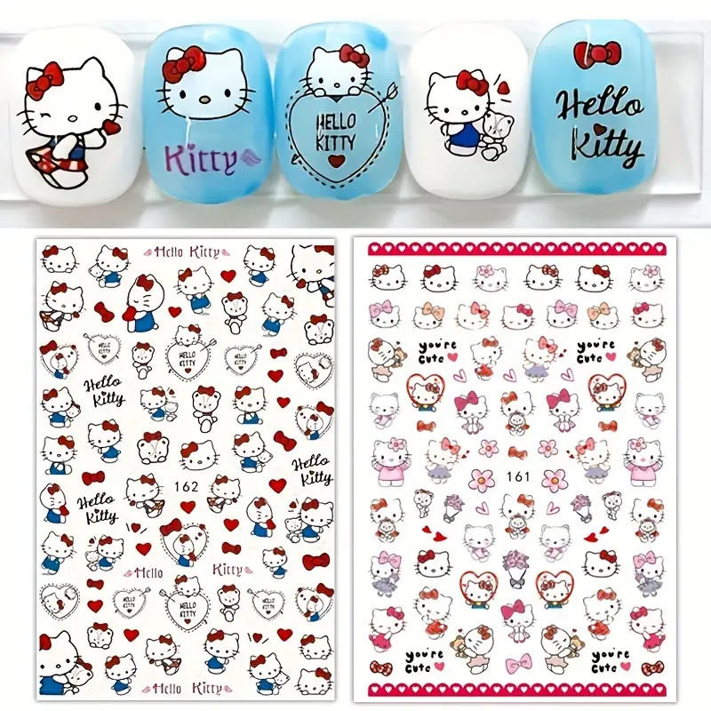 1pcs 3D Sanrio การ์ตูน Hello Kitty สติกเกอร์เล็บอะนิเมะสติกเกอร์น่ารัก Kuromi สติกเกอร์สําหรับเล็บอุปกรณ์เล็บ Decal กดบนเล็บ – โปรปัง