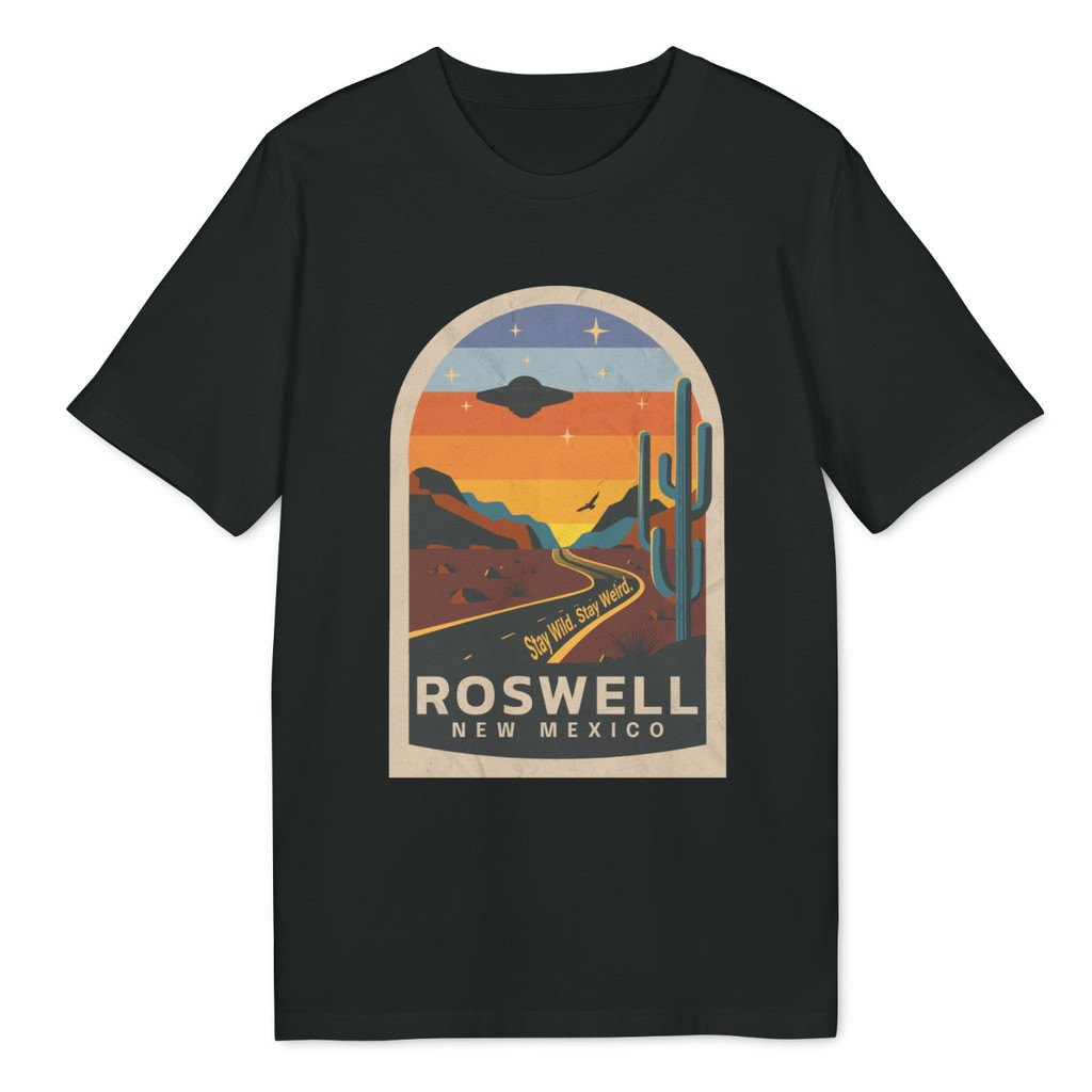 เสื้อยืด Roswell UFO Alien Shirt Area51 ออกแบบลายยานอวกาศจากสหรัฐอเมริกา