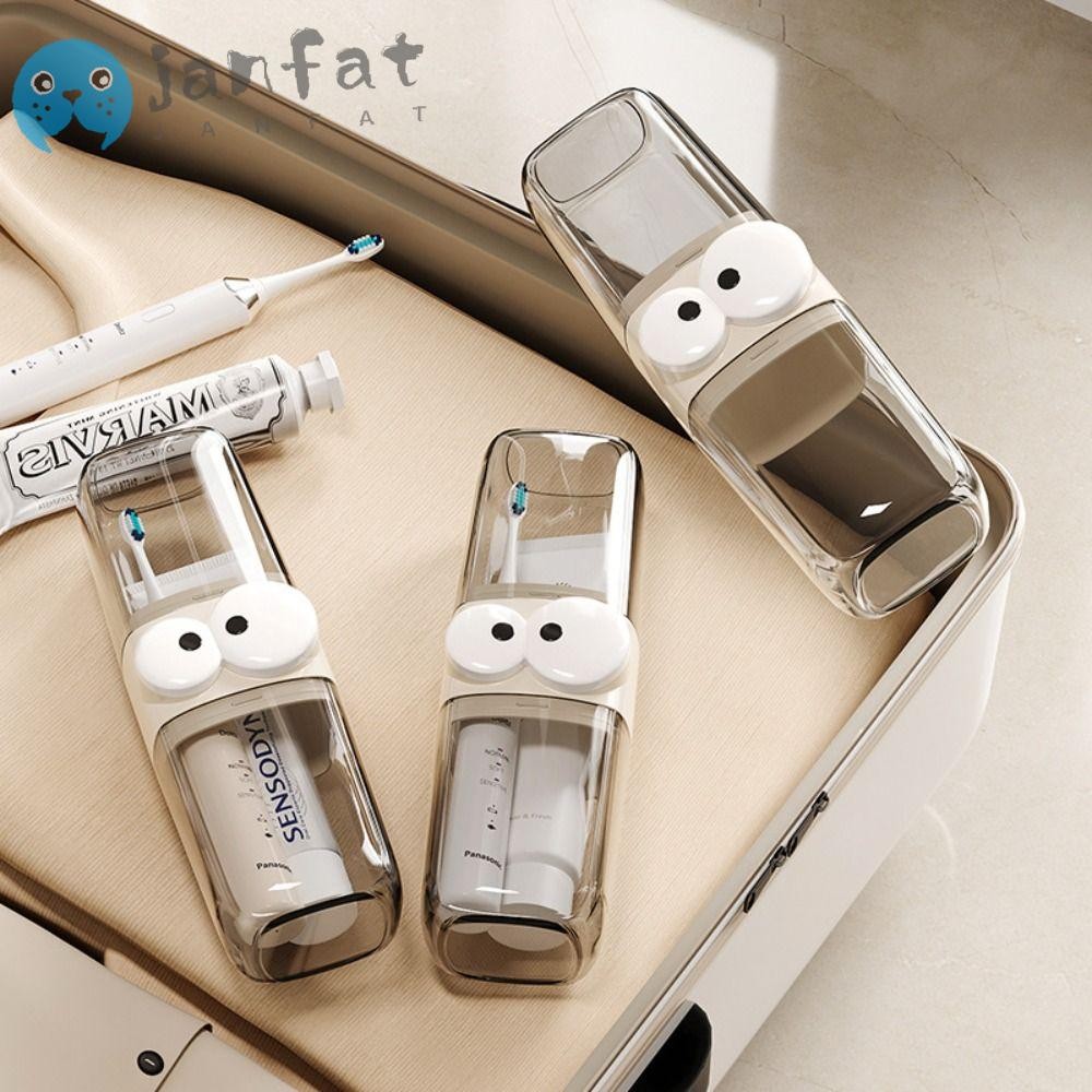 Janfat ที่ใส่แปรงสีฟันยาสีฟัน, ที่เก็บกันฝุ่น กล่องเก็บแปรงสีฟันแบบพกพา, อุปกรณ์ห้องน้ําโปร่งใส, ถ้วยเก็บอุปกรณ์อาบน้ํา