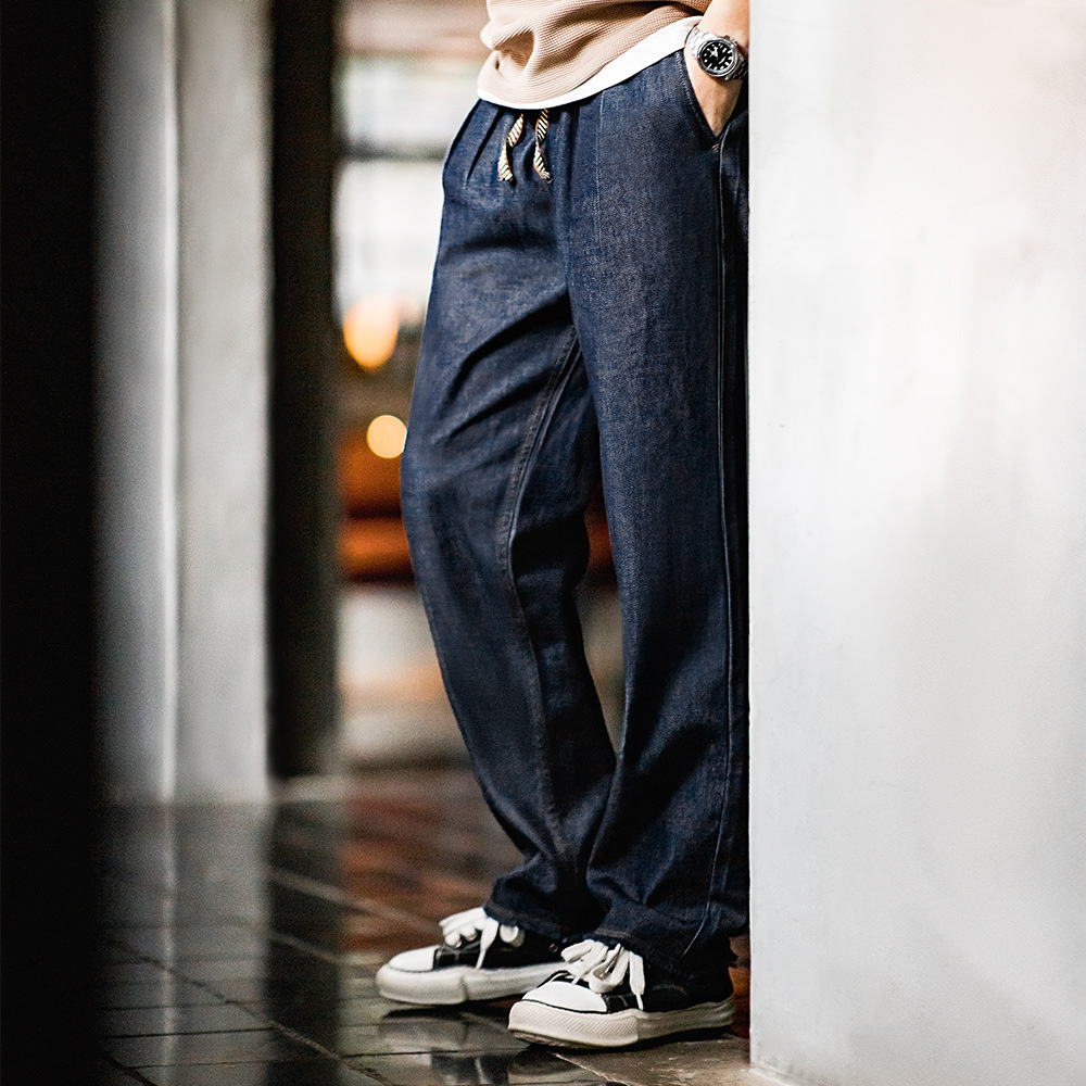 Maden workwear men's autumn high-quality American casual denim washed loose straight leg denim pants