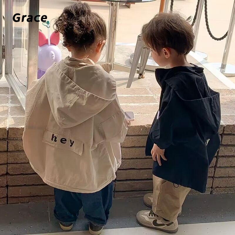 【Grace】เวอร์ชันเกาหลีเด็กจดหมายคลุมด้วยผ้าเสือกันลมเด็กชายแจ็คเก็ตหล่อ G99890#