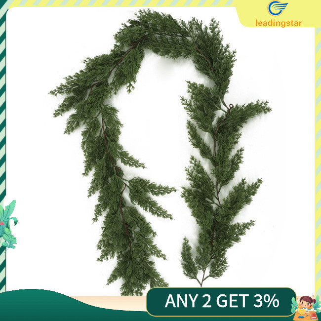 Leadingstar 6 Ft คริสต์มาส Garland คริสต์มาส Mantel Cypress Garland หนาแน่น Pine Real Touch Garland เครื่องประดับสําหรับกลางแจ้งในร่มตกแต่ง