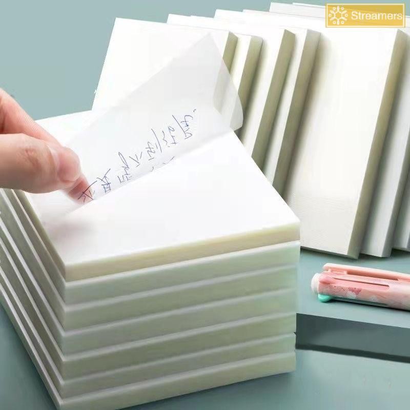 {Streamers} 50sheets Creative PET Transparent Sticky Notes มุมมองกันน้ํา Sticky Notes เครื่องเขียนนักเรียนโรงเรียนอุปกรณ์สํานักงานใหม่