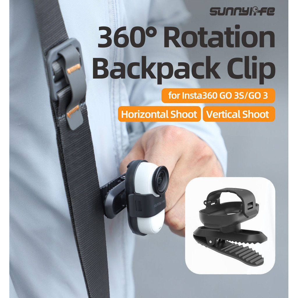 สําหรับคลิปกระเป๋าเป้สะพายหลัง Insta360 GO 3S, ขาตั้งกล้องกีฬา GO3, คลิปจระเข้หมุนได้ 360 องศา