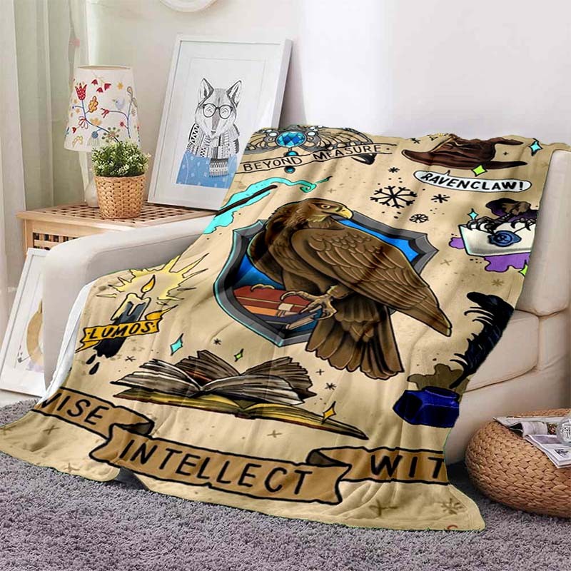 ผ้าห่มแฮร์รี่พอตเตอร์นุ่มและอบอุ่นสี่ฤดูกาลตกแต่งผ้าห่มขนสัตว์โซฟาห้องนอนห้องนั่งเล่น - รูปที่ 3