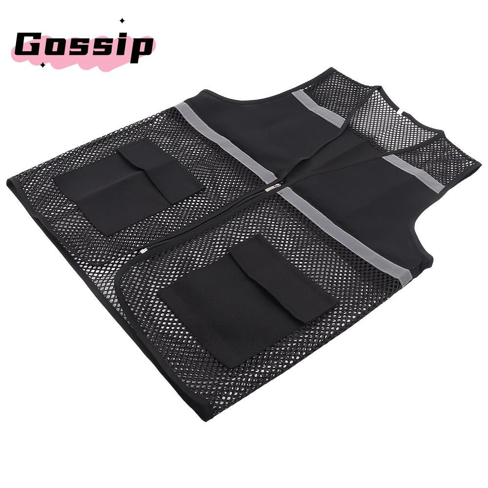 เสื้อกั๊กนิรภัย GOSSIP, เสื้อกั๊กสแปนเด็กซ์พร้อมแถบสะท้อนแสง, จ๊อกกิ้งมีซิปผ้าระบายอากาศเสื้อกั๊กตาข่ายสีดําการก่อสร้างการจราจรรถไฟ Metro คนงาน