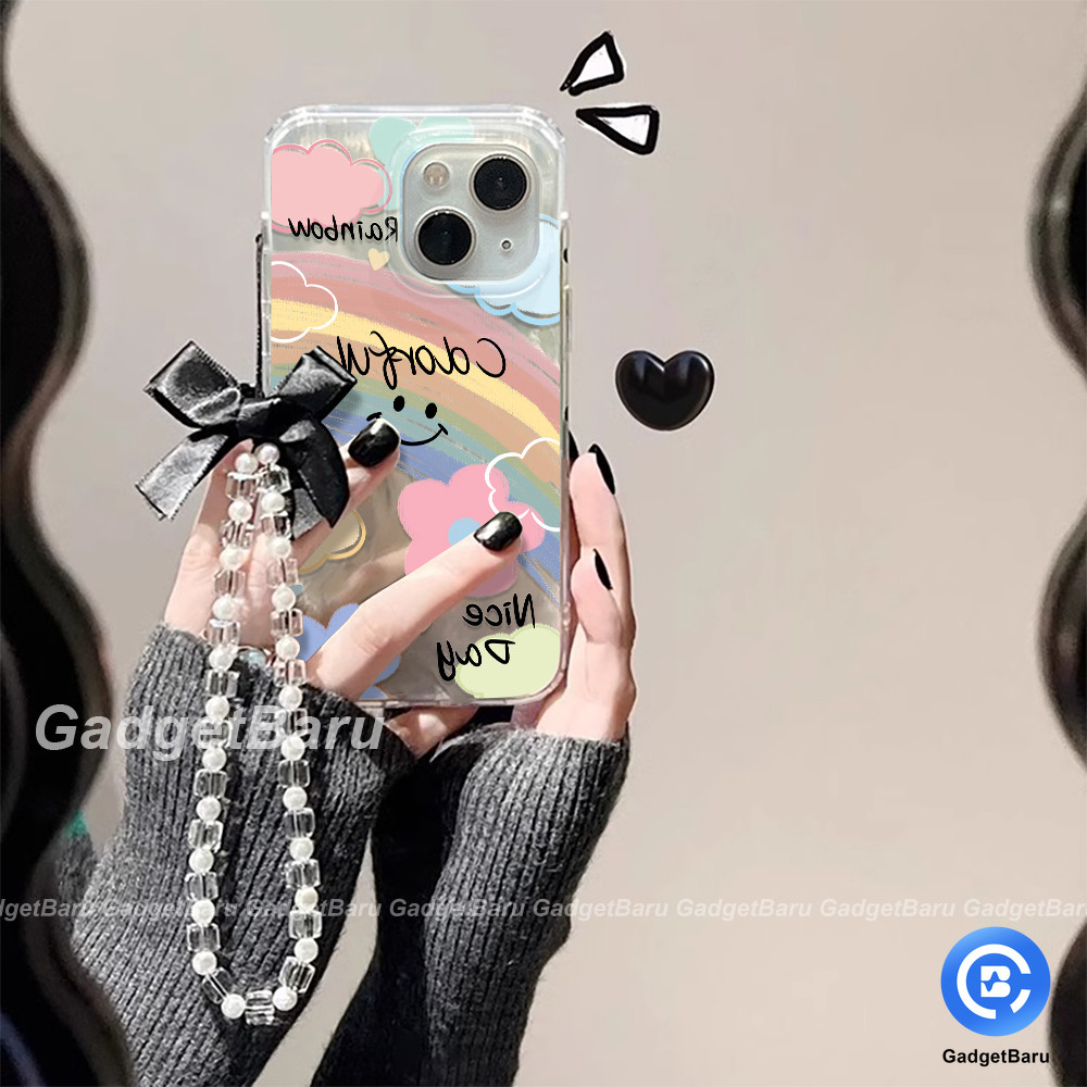 HP น่ารักความงามโทรศัพท์มือถือกรณี Rainbow cloud รูปแบบการ์ตูน high-end เนื้อสร้อยข้อมือสําหรับ OPPO