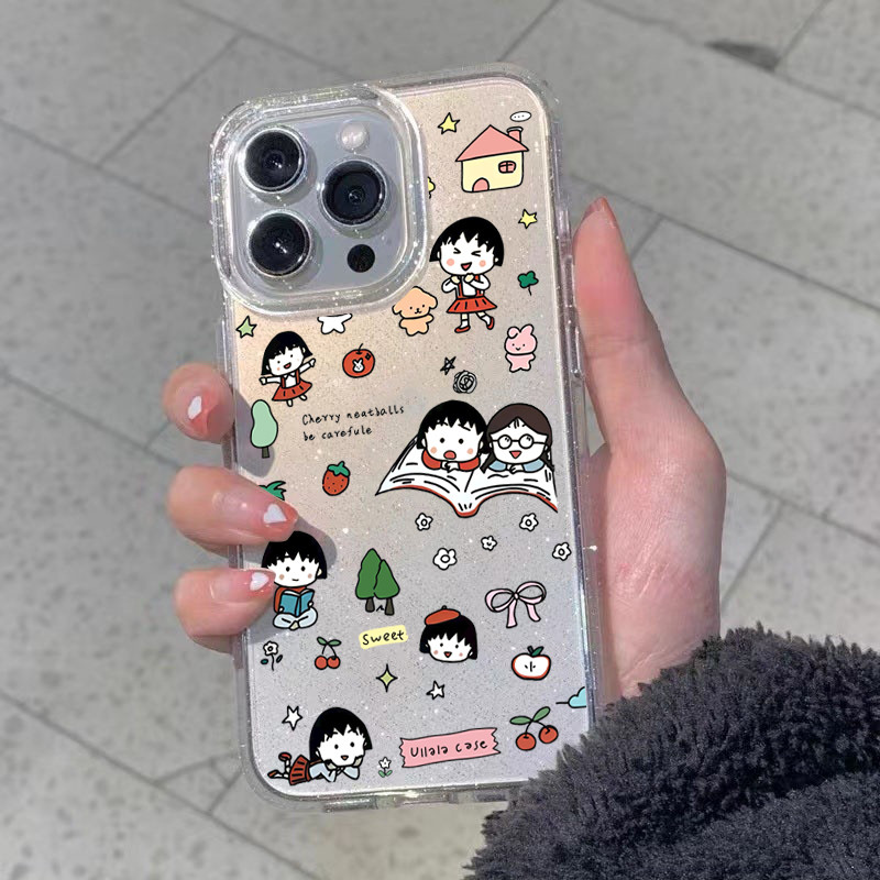 เคสโทรศัพท์มือถือซิลิโคน เคสใสกากเพชร for iPhone 13 16 11 12 14 15 pro max 7 8 plus 16 PRO กันกระแทก ลูกเชอร์รี่ทุกวัน