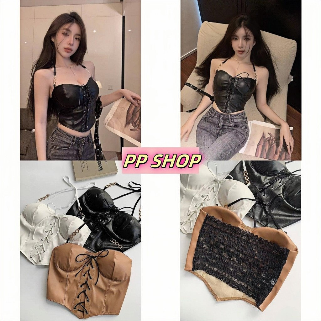 💜PP Shop​💜​พร้อมส่ง เสื้อสายเดี่ยวแขนกุดมีฟองน้ำสีพื้นใส่สบาย เสื้อครอปเซ็กซี่เข้ารูป ผ้าหนังสไตล์เกาหลีน่ารักๆ#FY9067#1