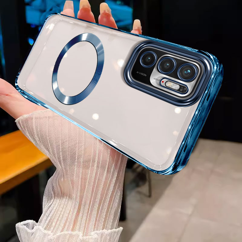 เคส ปลอก redmi Note 10 5G Xiaomi poco M3 Pro 5G เคสโทรศัพท์ Soft GOLD border กันชนโปร่งใสพร้อมแหวนดูดแม่เหล็กโช้คอัพ Protector wstmcxq01